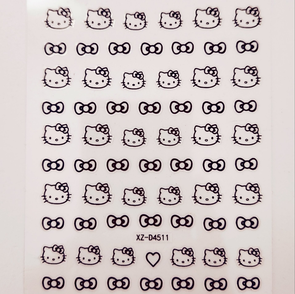 ⭐4/$15 Hello Kitty Black Printed Nail Art Stickers
